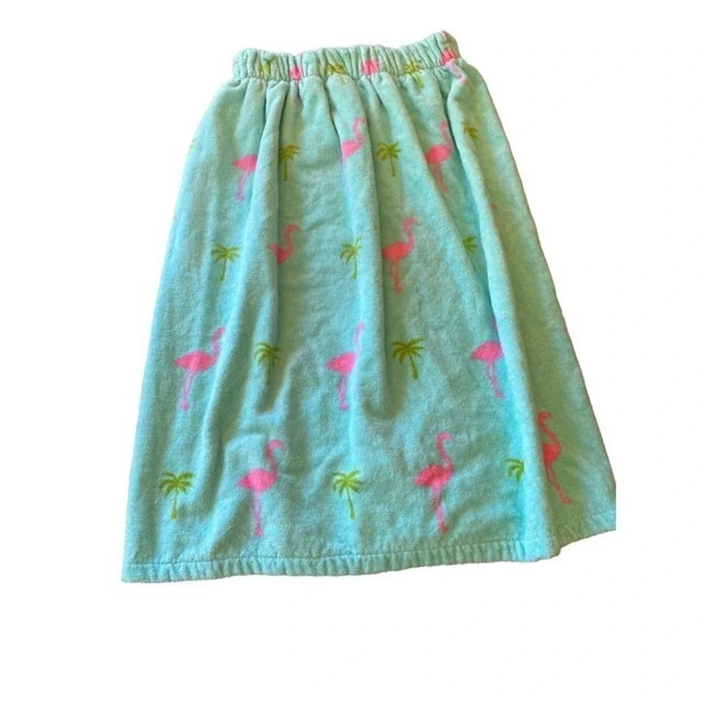 Blue Waist Wrap Towel Elastic Waist Flamingo Palm Tree One Size